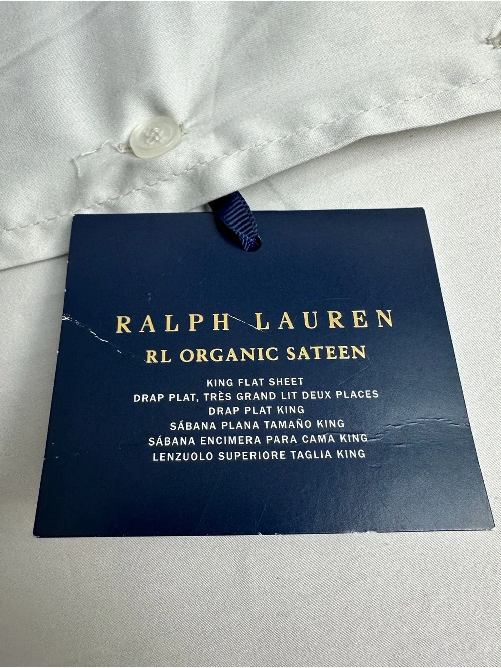 Ralph Lauren RL Home Organic Cotton Sateen King Flat Sheet Platinum NWT $200
